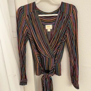 Maeve by Anthropologie striped colorful blouse